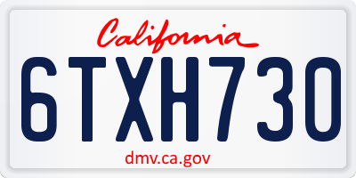 CA license plate 6TXH730