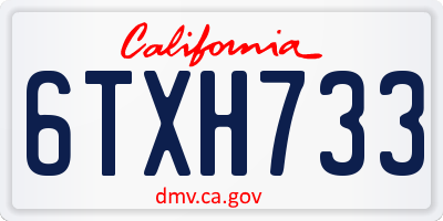 CA license plate 6TXH733