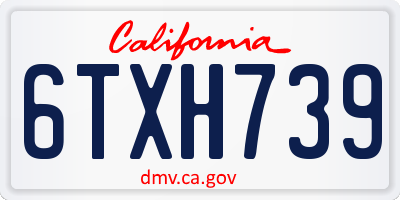 CA license plate 6TXH739
