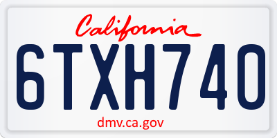 CA license plate 6TXH740