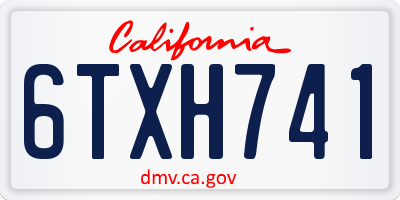 CA license plate 6TXH741
