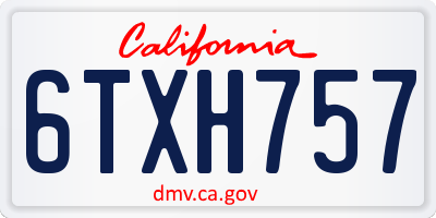 CA license plate 6TXH757
