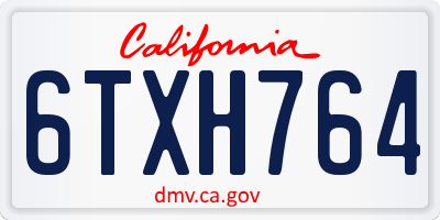 CA license plate 6TXH764
