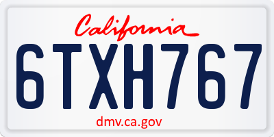 CA license plate 6TXH767