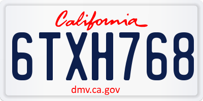 CA license plate 6TXH768