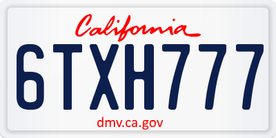 CA license plate 6TXH777