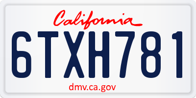 CA license plate 6TXH781