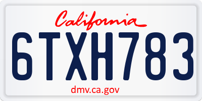 CA license plate 6TXH783