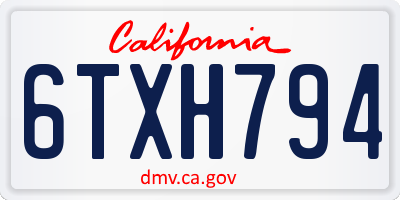 CA license plate 6TXH794