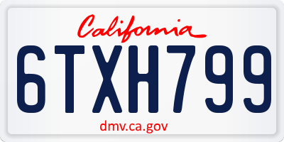CA license plate 6TXH799