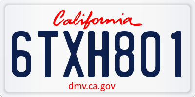 CA license plate 6TXH801