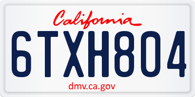 CA license plate 6TXH804