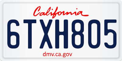 CA license plate 6TXH805