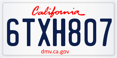 CA license plate 6TXH807