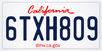 CA license plate 6TXH809
