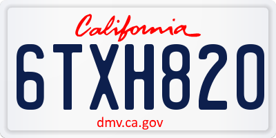 CA license plate 6TXH820