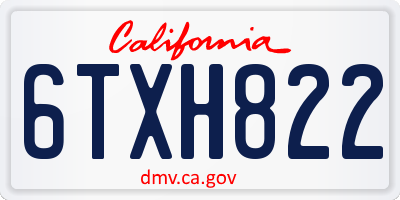 CA license plate 6TXH822