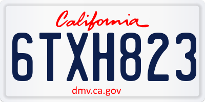 CA license plate 6TXH823