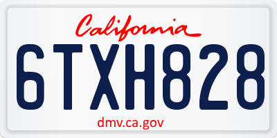 CA license plate 6TXH828