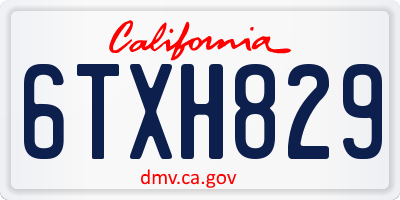 CA license plate 6TXH829