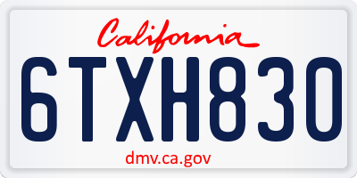 CA license plate 6TXH830