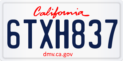 CA license plate 6TXH837