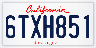 CA license plate 6TXH851
