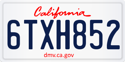CA license plate 6TXH852