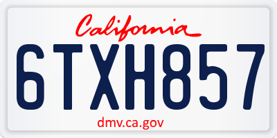 CA license plate 6TXH857