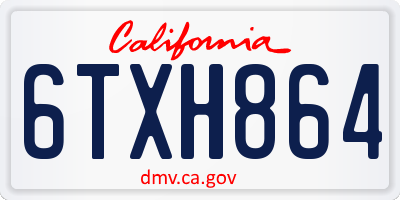 CA license plate 6TXH864