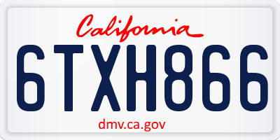 CA license plate 6TXH866