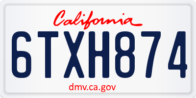 CA license plate 6TXH874