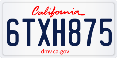 CA license plate 6TXH875