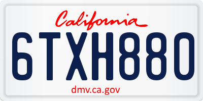 CA license plate 6TXH880