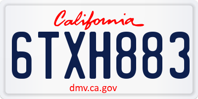 CA license plate 6TXH883
