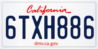CA license plate 6TXH886