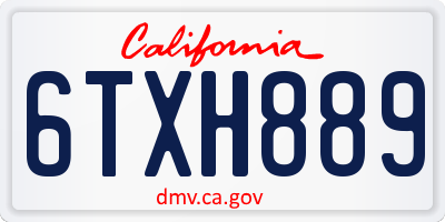 CA license plate 6TXH889