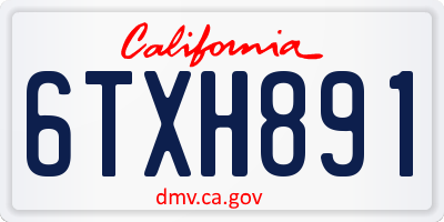 CA license plate 6TXH891
