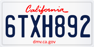 CA license plate 6TXH892