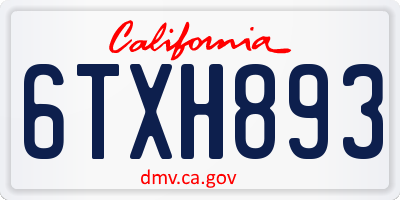 CA license plate 6TXH893