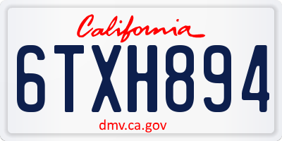 CA license plate 6TXH894