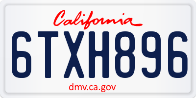 CA license plate 6TXH896