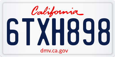 CA license plate 6TXH898
