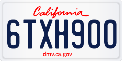 CA license plate 6TXH900