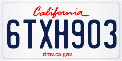CA license plate 6TXH903