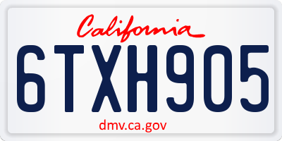 CA license plate 6TXH905