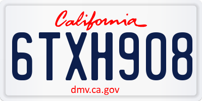 CA license plate 6TXH908