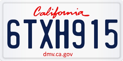 CA license plate 6TXH915