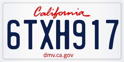 CA license plate 6TXH917