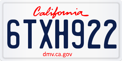 CA license plate 6TXH922